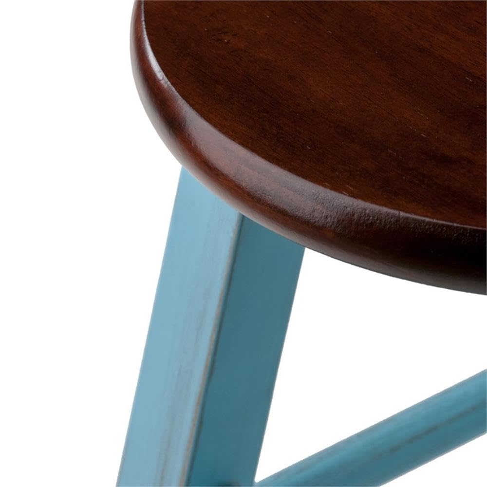 Winsome Wood Ivy Counter Stool, Rustic Light Blue and Walnut, 24'