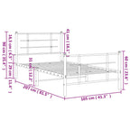 vidaXL Metal Bed Frame - Steel Single Bed with Headboard/Footboard, Slatted Base, White, Under-Bed Storage Space, Bedroom Furniture, 81.5x41.3x35.4