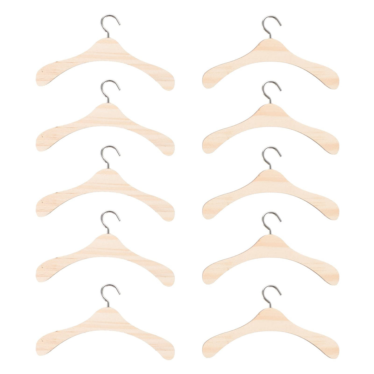 Toddmomy 20Pcs Wooden Doll Clothes Hangers Mini Doll Hangers Mini for Miniature Accessories (12cm)