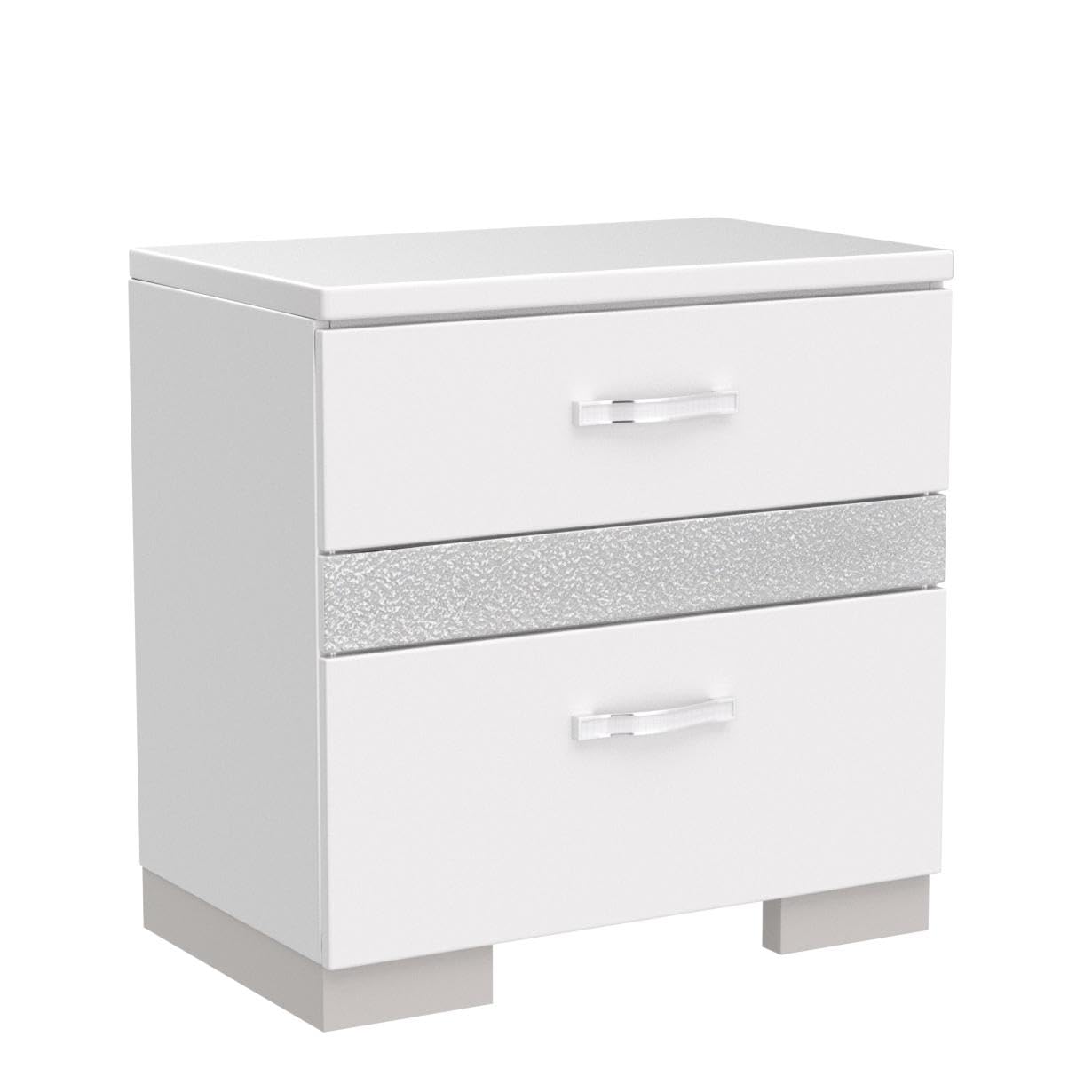 Acme Naima Ii Wood And Metal 2-Drawers Bedroom Nightstand In White
