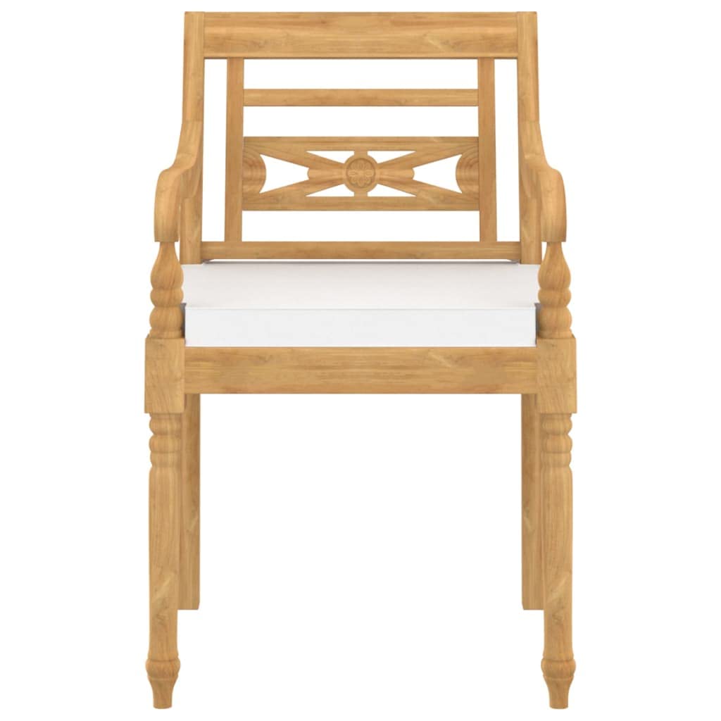 vidaXL 8X Solid Teak Wood Batavia Chairs with Cushions Outdoor Patio Garden Terrace Kitchen Wooden Seat Seating Sitting Dinner Chair Furniture