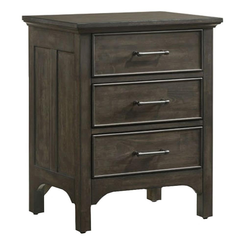 Intercon Hawthorne 23&quot; Wide Nightstand with 3 Drawers, Brushed Charcoal Furniture