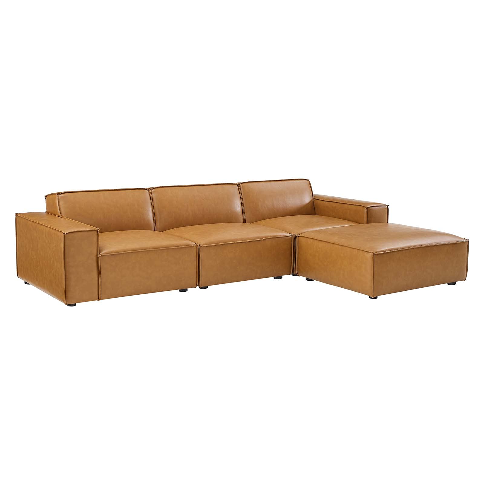 Modway Restore Vegan Leather Sectional 4-Piece Set Sofa In Tan