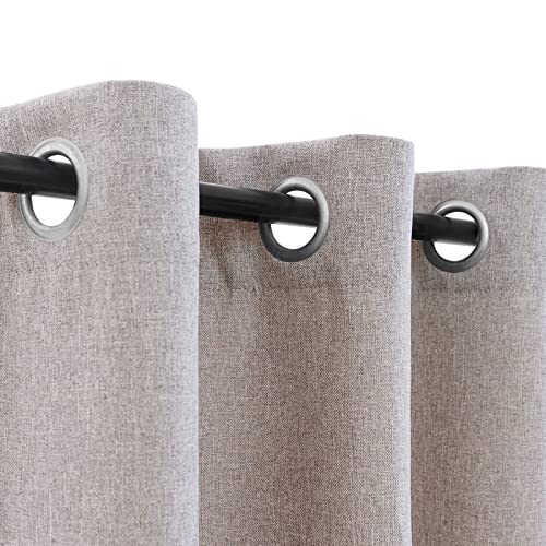 Jinchan 75% Blackout Curtain 96 Inch Length Taupe Curtain For Bedroom Living Room Curtain 1 Panel Texture Curtain Grommet Top Window Drape 72 Inches Wide By 96 Inches Long