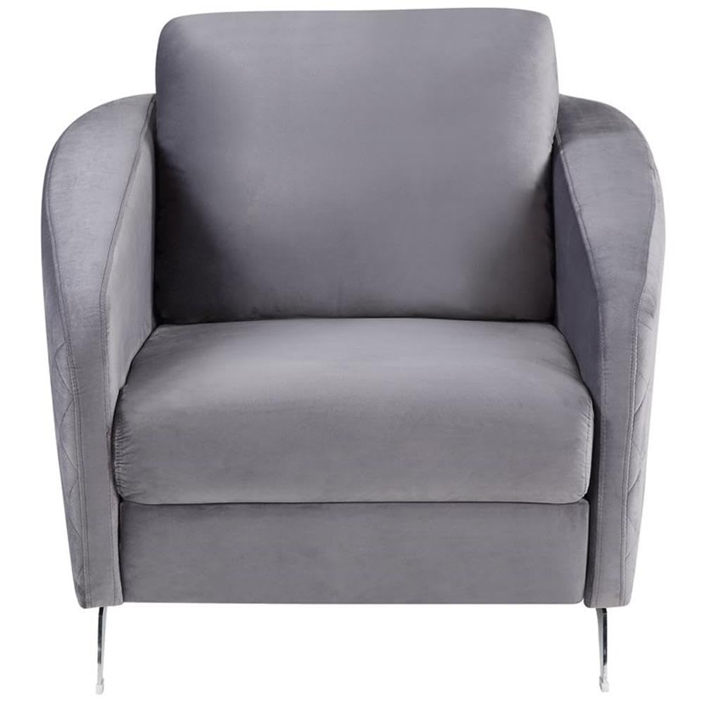 Lilola Home Sofia Gray Velvet Modern Chic Accent Armchair