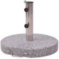 vidaXL Adjustable Parasol Stand with Granite Base and Stainless-Steel Handle - 17.7 Diameter - Fits Parasols Up to 118 - Portabl