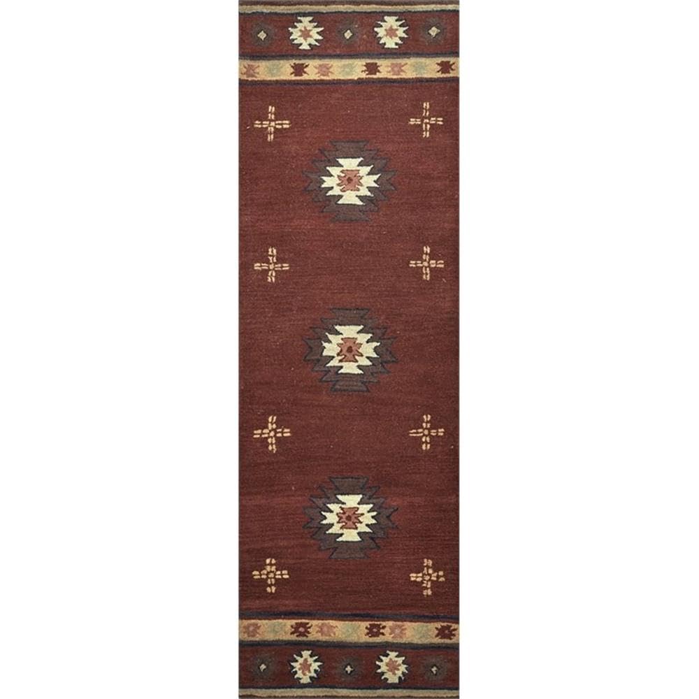 Rizzy Home Alora Decor Ryder 2'6" X 10' Tribal Burgundy/Tan/Sage/Navy Hand-Tufted Rug