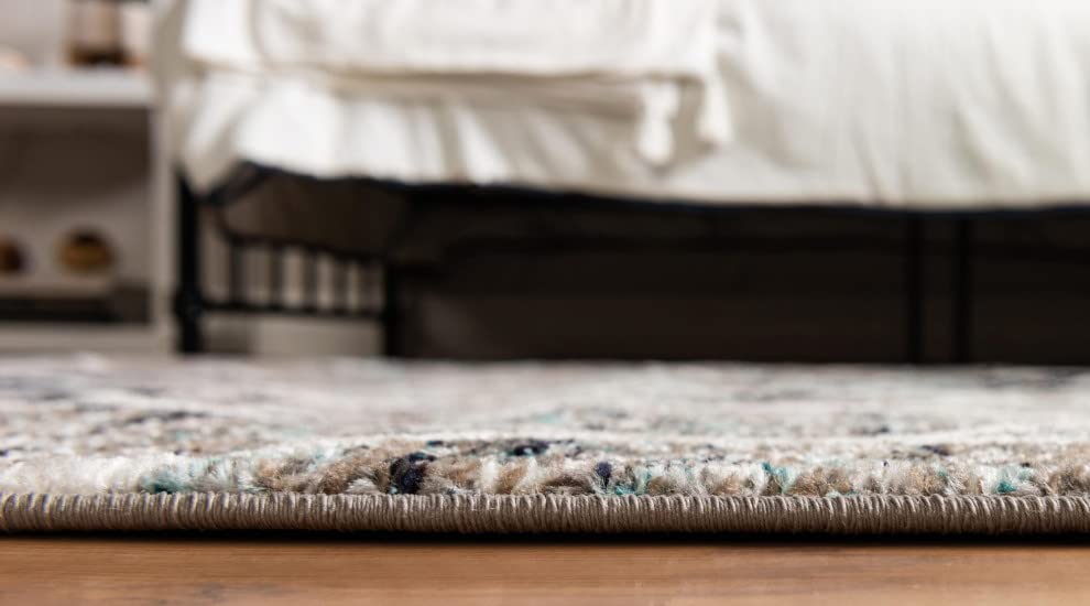 Unique Loom Trellis Frieze Collection Area Rug - Rounded (2' X 6' Runner, Blue Multi/ Ivory)