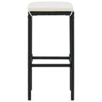 vidaXL Bar Stools with Cushions 4 pcs - Modern Style, Black Poly Rattan & Steel Frame, Weather Resistant, Comfortable Seat with Footrest, Easy Maintenance, Suitable for Indoor and Outdoor Use