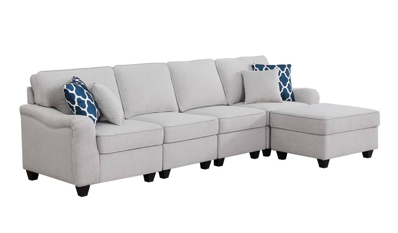 Lilola Home Leo 5 Seater Sofa and Ottoman - Thumbnail 4