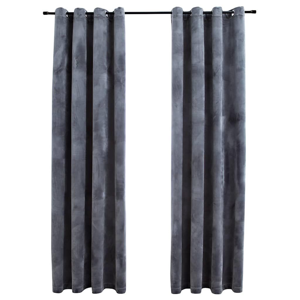 vidaXL Blackout Velvet Curtains with Rings- Set of 2, Machine-Washable Window Drapes | Velvet Fabric | 54&quot;x95&quot; Sized for Living Room, Bedroom, Office | Anthracite Color