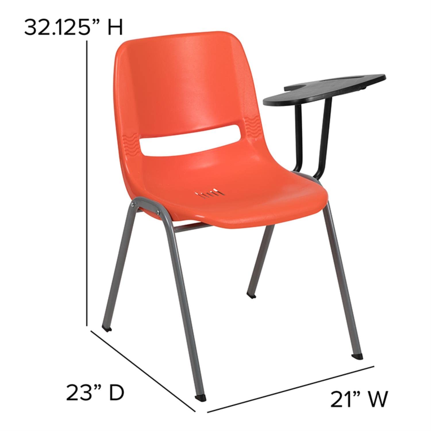 Flash Furniture Orange Ergonomic Shell Chair With Left Handed Flip-Up Tablet Arm