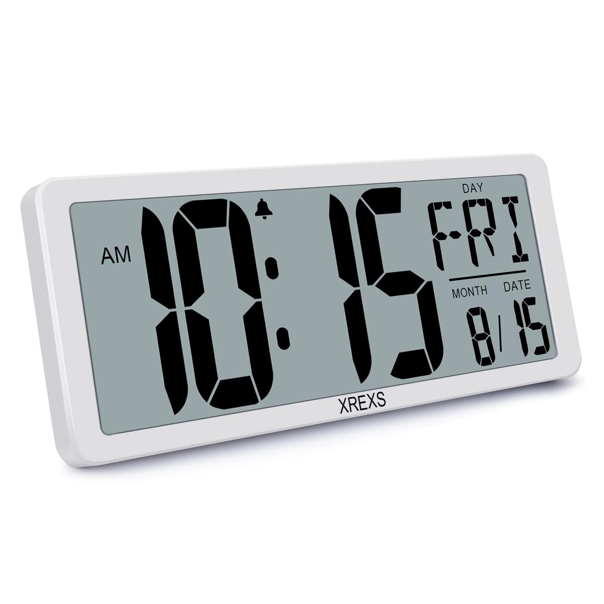 XREXS Large Digital Wall Clock, Electronic Alarm Clocks for Bedroom, Count Up & Down Timer, Battery Operated 14.17 Inch Large LC