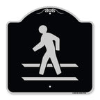 Signmission Designer Series Sign - Pedestrian Crossing | Black & Silver 18' X 18' Heavy-Gauge Aluminum Architectural Sign | Pr