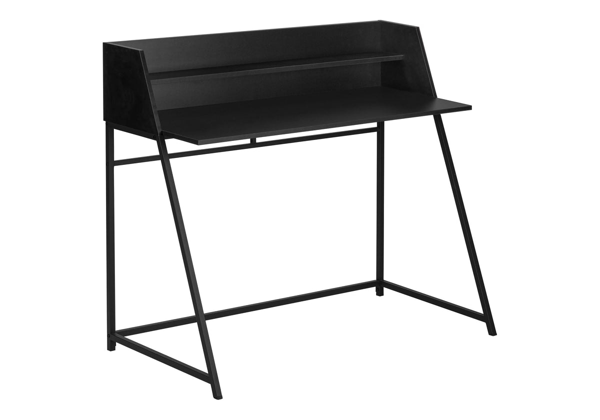 Monarch Specialties I 7547 Computer Desk, Home Office, Laptop, Storage Shelves, 48" L, Work, Metal, Laminate, Black, Contemporary, Modern