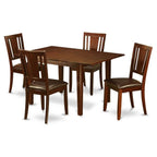 East West Furniture MLDU5-MAH-LC 5 Piece Dining Room Table Set Includes a Rectangle Kitchen Table with Butterfly Leaf and 4 Faux Leather Upholstered Dining Chairs, 36x54 Inch, Mahogany