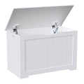 ZENY Lift Top Storage Cabinet Bench, Wooden Chest Room Organizer Bin with 2 Safety Hinges (White)