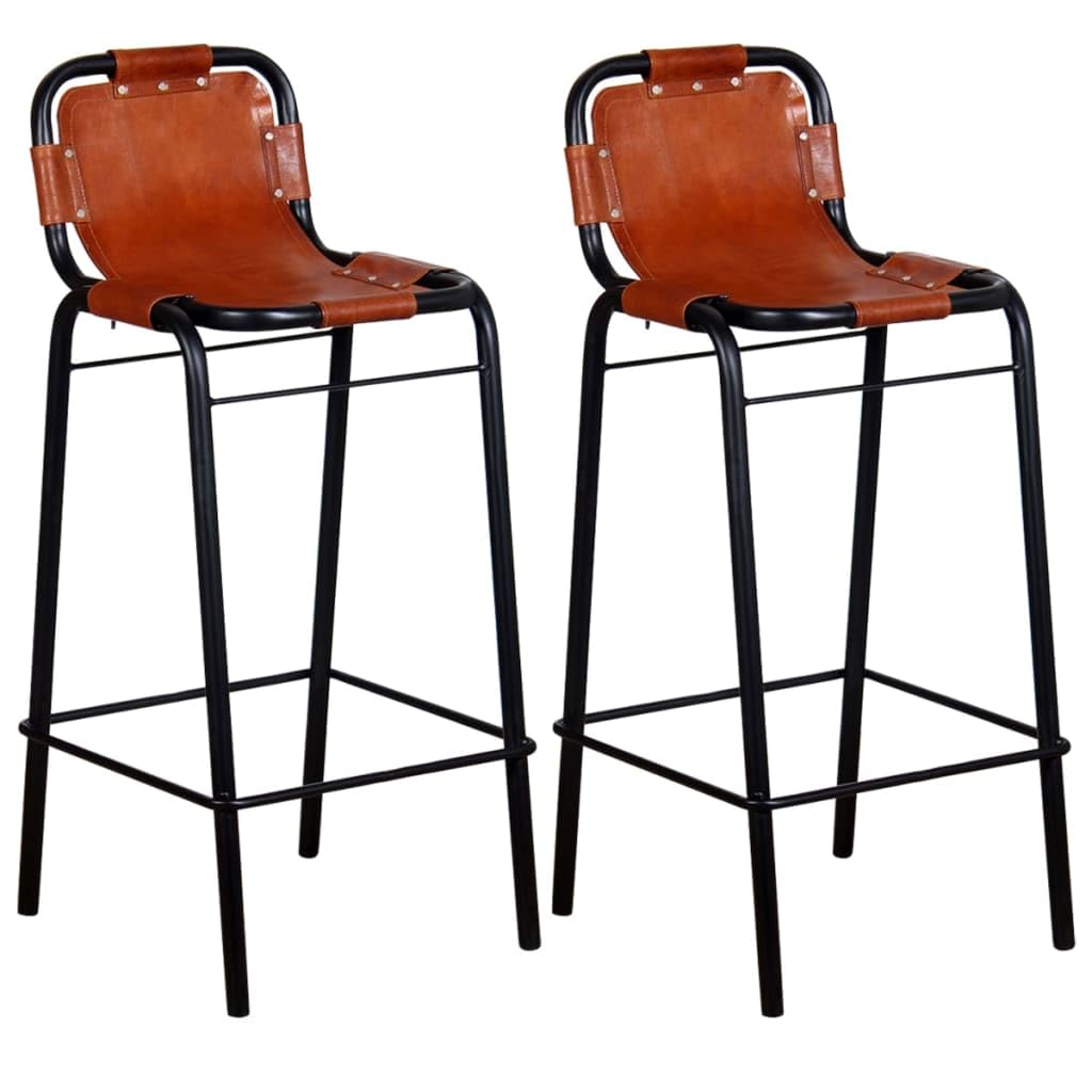 vidaXL Bar Stools 2 pcs Real Leather