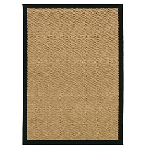 HomeRoots Polypropylene 5’x8’ Beige and Black Plain Indoor Outdoor Area Rug