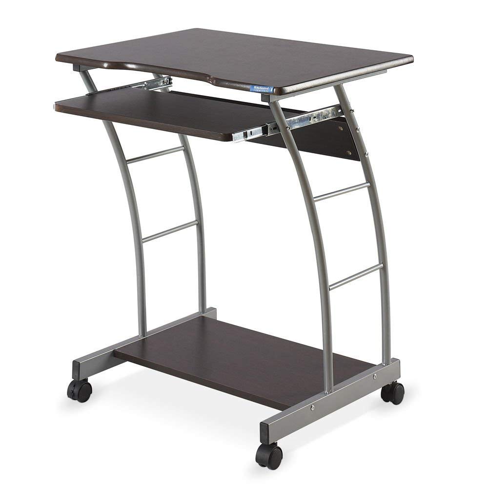 Nilkamal Leo Computer Trolley/Table (Black/Walnut Finish)