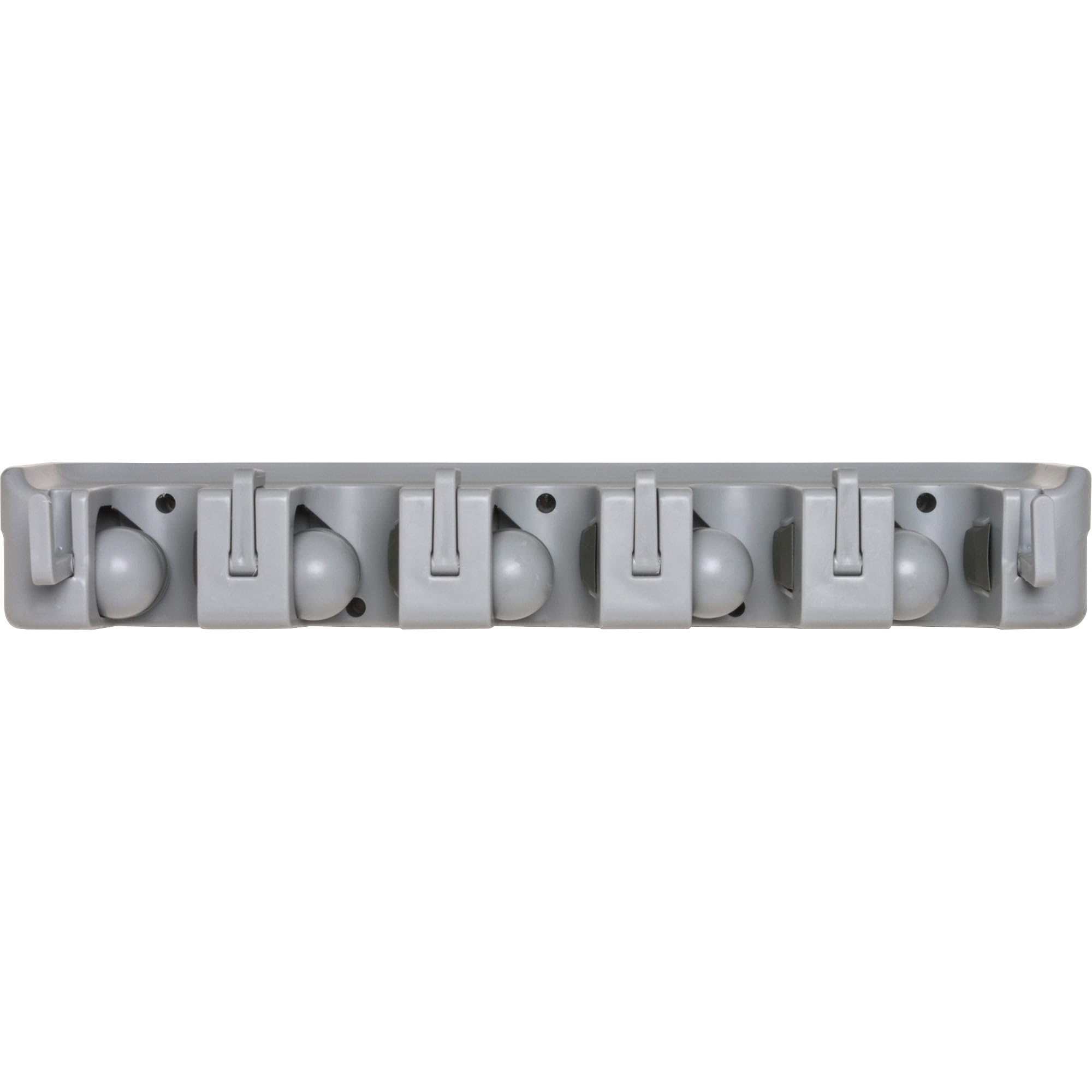 Genuine Joe Cleaning Wall Rack Tool Organizer, 3.8&quot; x 16.5&quot; x 2.8&quot;, Gray, 24 Count