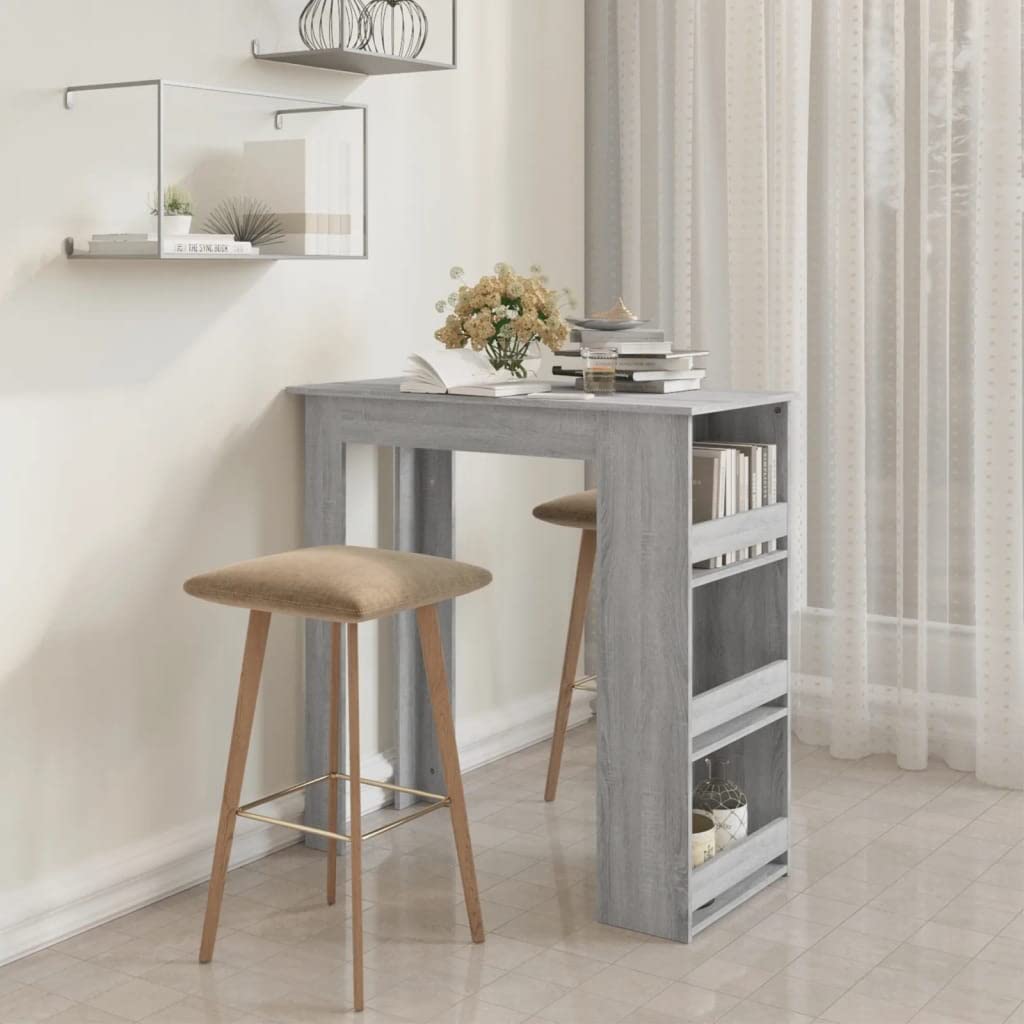 Vidaxl Bar Table With Storage Rack Gray Sonoma 40.2''X19.7''X40.7'' Engineered Wood