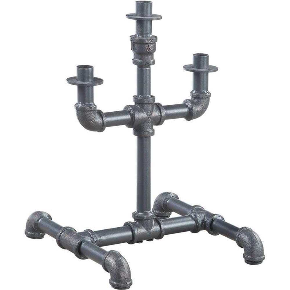 Acme Brantley Pipe Design Candleholder With Metal Frame In Sandy Gray