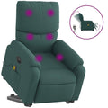 vidaXL Electric Massage Recliner Chair with Stand-Up Lift and Recline Function - Dark Green Fabric, Adjustable Comfort, with Vib