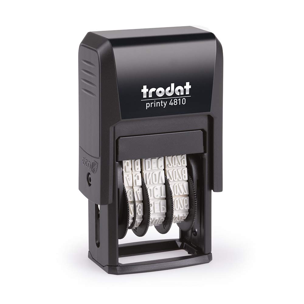 Trodat Printy 4810 Self Inking Date Stamp - Day, Months, (In Letters) Year - Black Ink Impression Size: 20 X 3.8Mm