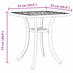 vidaXL Cast Aluminum Patio Table - White 20.9" Square Outdoor/Indoor Garden Table with Umbrella Hole