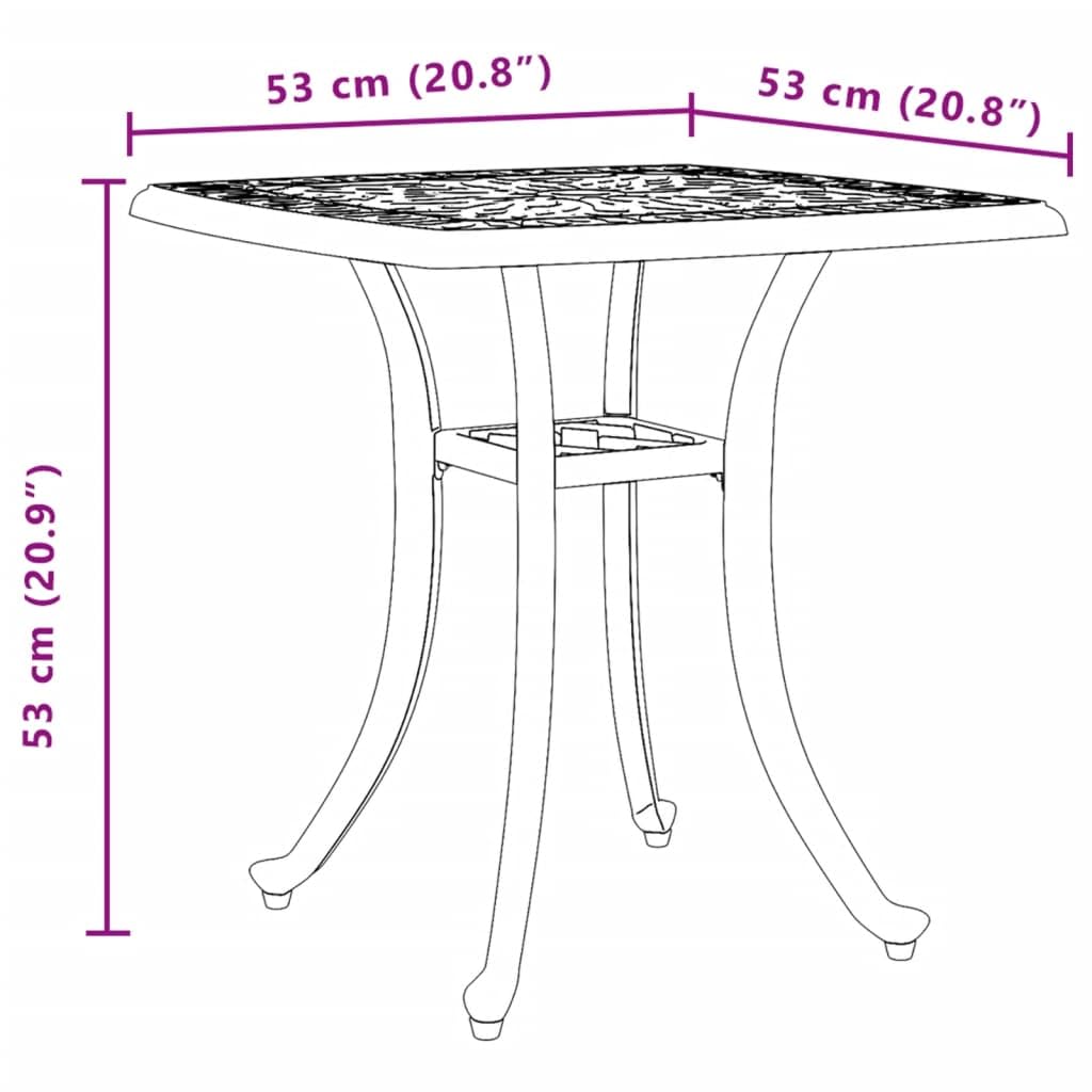 vidaXL Cast Aluminum Patio Table - White 20.9" Square Outdoor/Indoor Garden Table with Umbrella Hole
