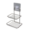 Wall Mounted Double Layer Soap Dish Holder Stainless Steel Wall Hanging Soap Storage Rack For Kitchen BathroomWith Self Adhesiv