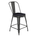 Flash Furniture Carly Commercial Grade 30 High Green-Blue Metal Indoor-Outdoor Bar Height Stool with Back and Gray Polystyrene S