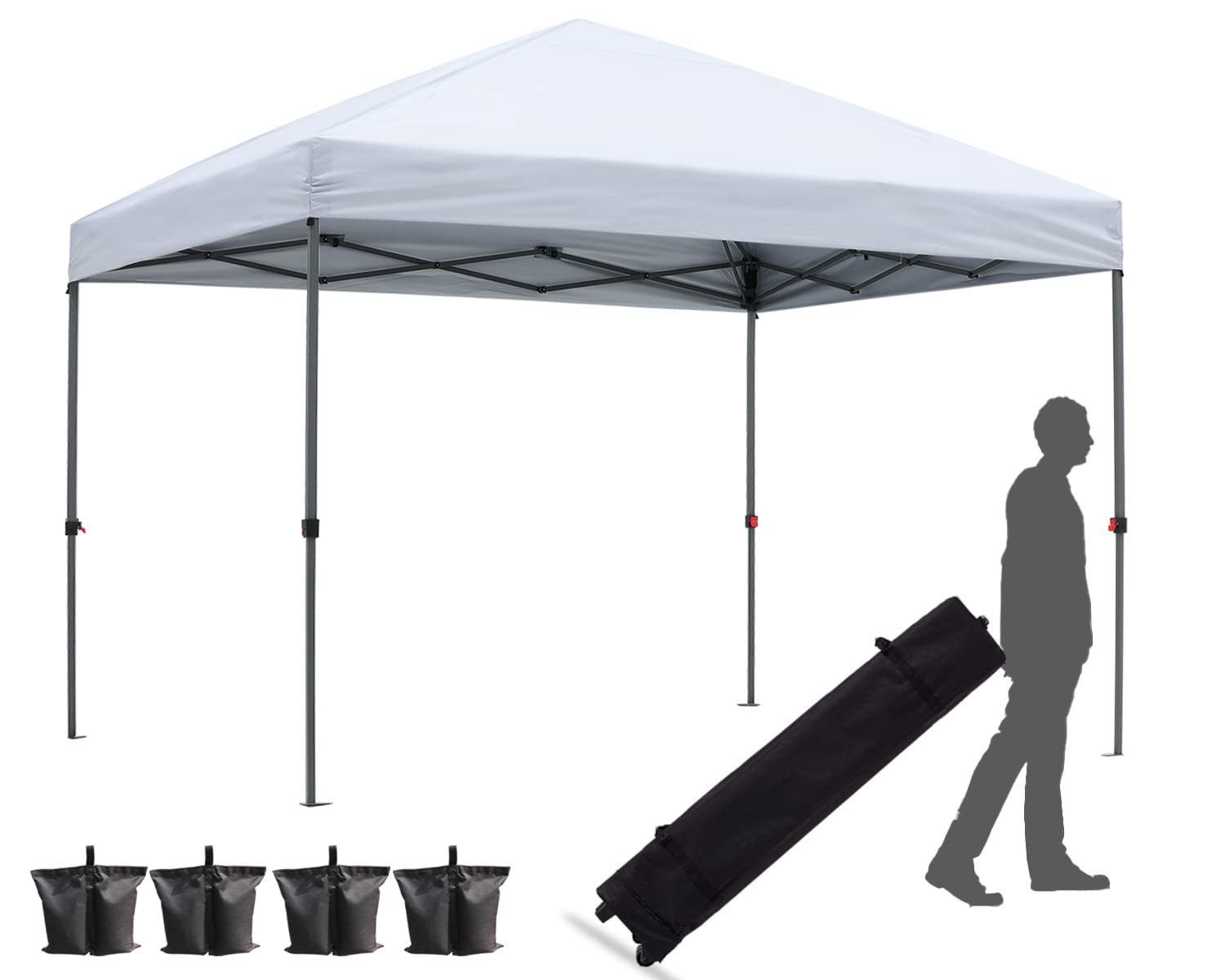 Hlong Pop Up Canopy Tent Outdoor Portable Easy Canopy Tent (8X8, White)
