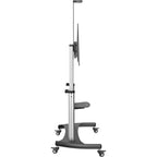 StarTech.com Mobile TV Stand - Heavy Duty TV Cart for 60-100" Display (100kg/220lb) - Height Adjustable Rolling Flat Screen Floor Standing on Wheels - Universal Television Mount w/Shelves (STNDMTV100)