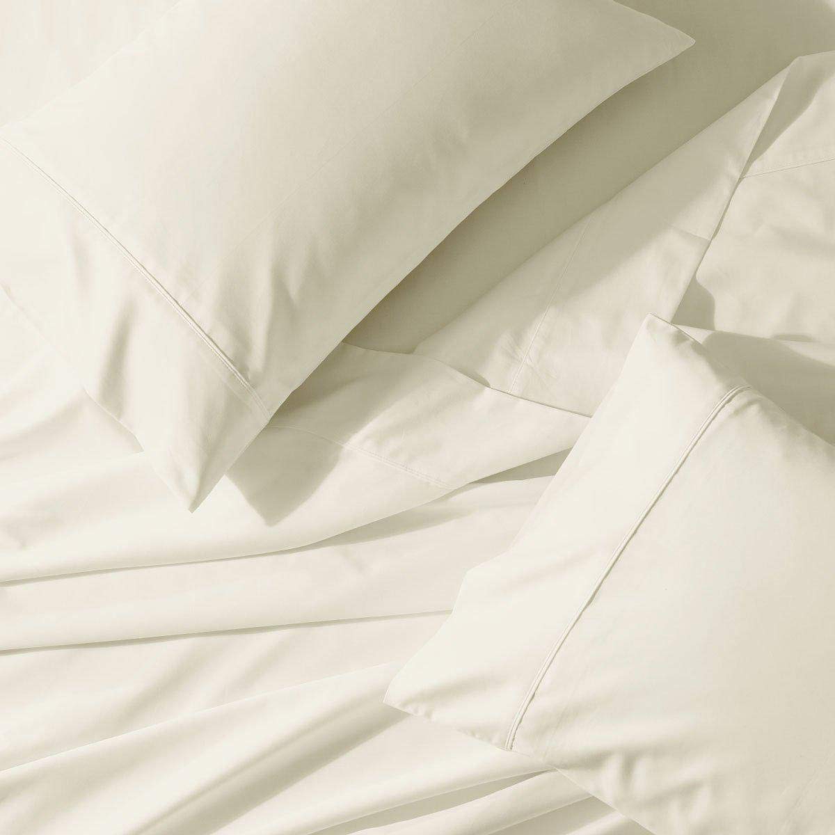 Royal Tradition Solid 650-Thread-Count, Cotton-Blend Queen 4Pc Bed Sheets Set, Ivory