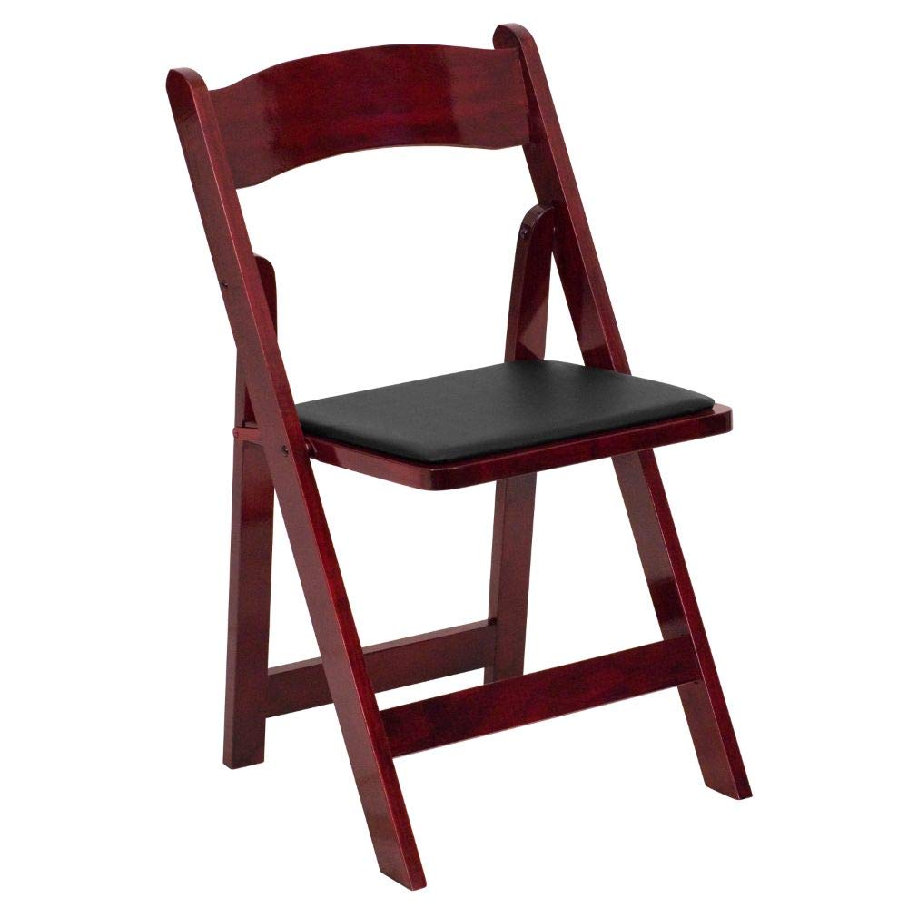 Flash Furniture 2 Pack Hercules Series Mahogany Wood Folding Chair With Vinyl Padded Seat