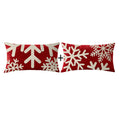Niditw Set Of 2 Happy Holidays Snowflakes Falling Red Cotton Linen Throw Pillowcase Cushion Cover Sofa Chair Decorative Rectangl