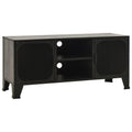 vidaXL Sturdy TV Stand in Gray: Industrial Style Metal and MDF Entertainment Unit with Mesh Doors and Cable Management Holes - for Living Room and Bedroom