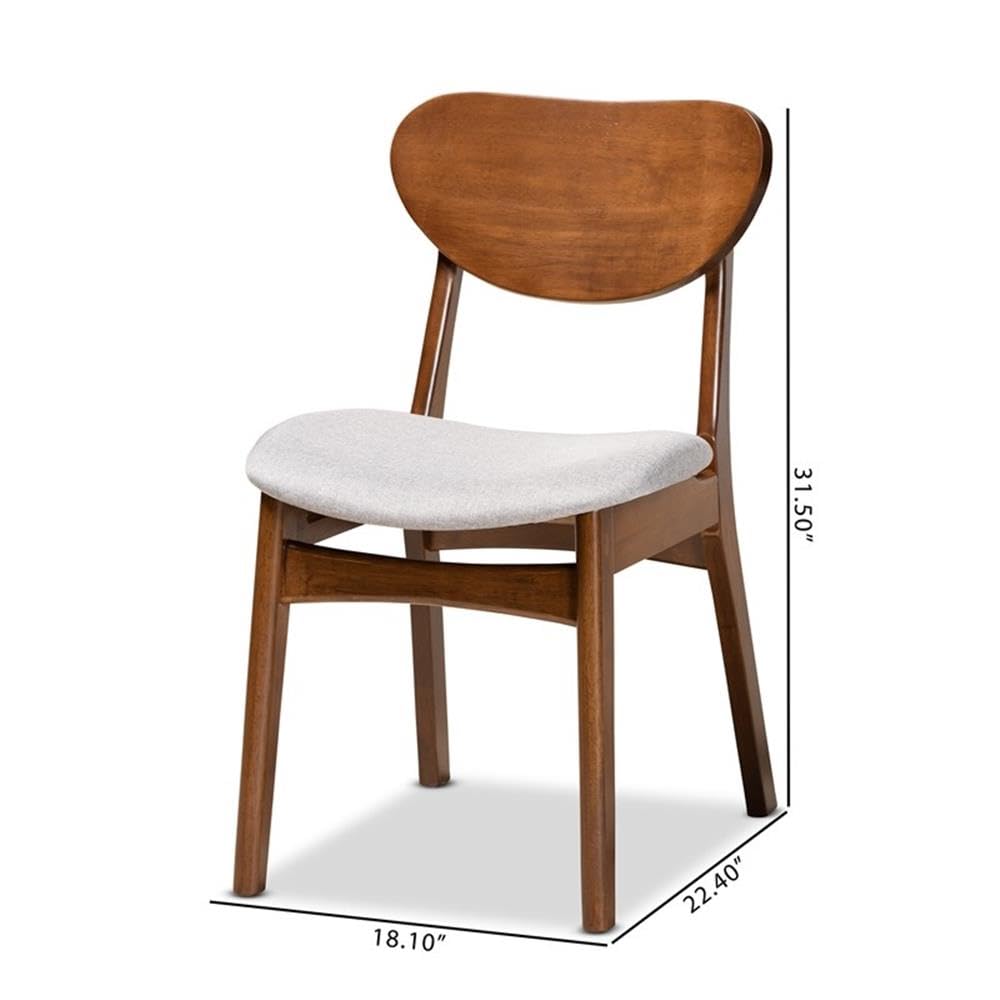 Baxton Studio Katya Mid-Century Modern Grey Fabric Upholstered and Walnut Brown Finished Wood 2-Piece Dining Chair Set