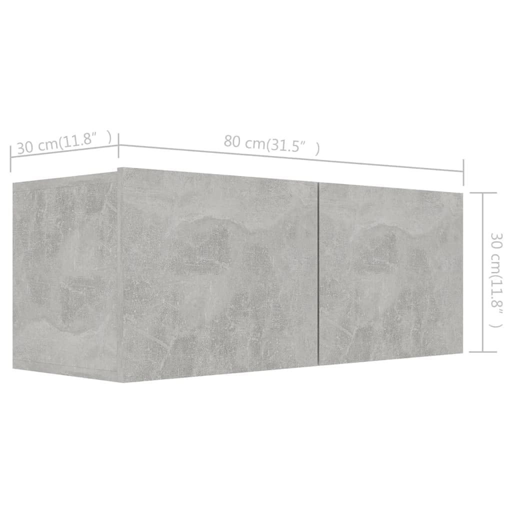 vidaXL TV Stand Set 4 Piece Living Room Bedroom Furniture HiFi Stereo Cabinet TV Stand Media Unit Entertainment Center Engineered Wood Concrete Gray