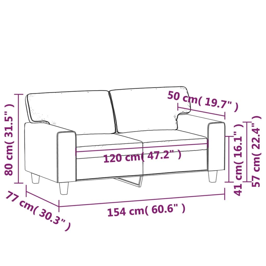 vidaXL Modern Black 2-Seater Sofa, 242.5 lb Load Capacity Per Seat, Faux Leather Upholstery with Sturdy Metal Frame, Suitable for Living Room or Office