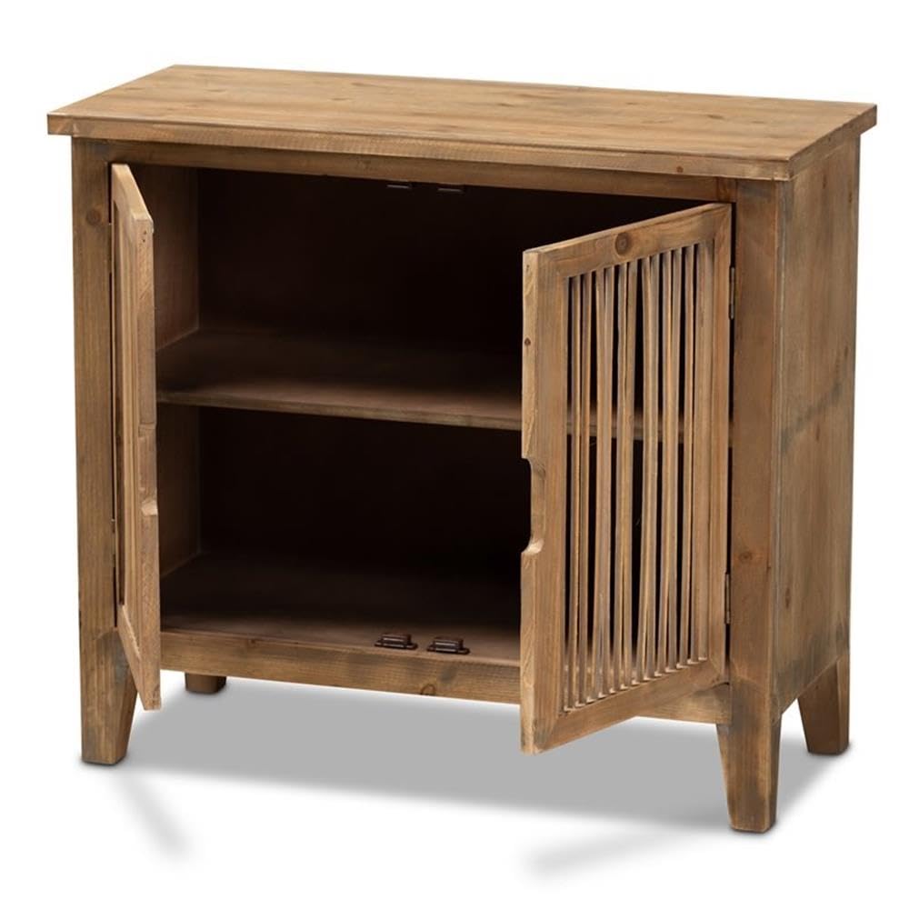 Baxton Studio Clement 2-Door Wood Spindle Accent Storage Cabinet - Thumbnail 3