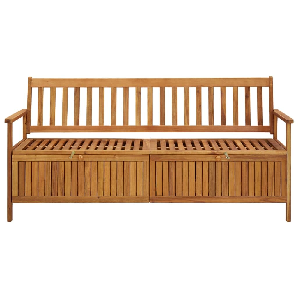 vidaXL Patio Storage Bench - Solid Acacia Wood Entryway Organizer, Indoor or Outdoor Use, 66.9&quot; Long with Large Storage Compartment, Easy to Assemble, Natural Charm