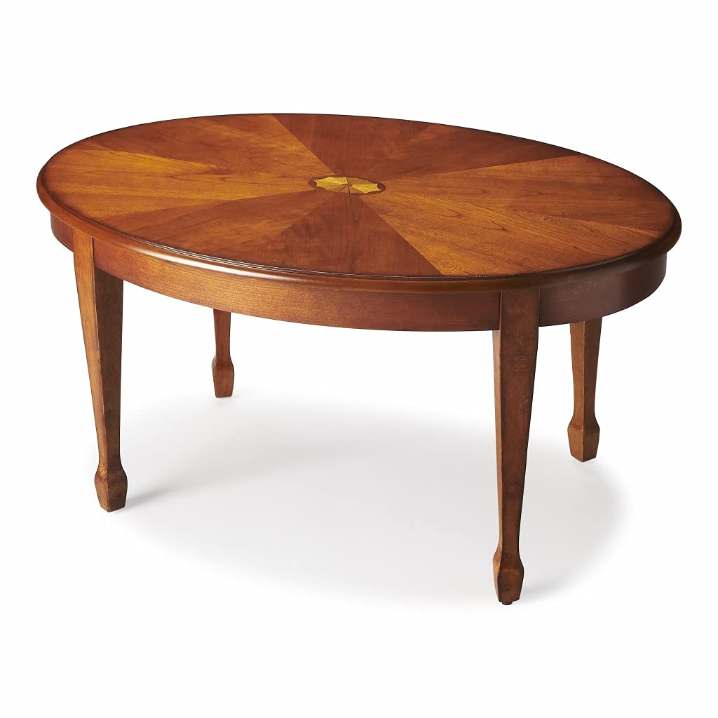 HomeRoots Medium Brown Poplar Solids, MDF, veneers Clayton Olive Ash Burl Oval Coffee Table