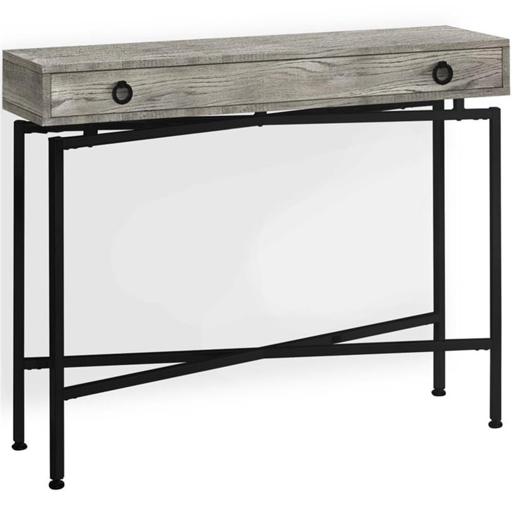 Monarch Specialties Console Sofa Accent Table, 42&quot; L, Grey Reclaimed Wood-Look/Black Base