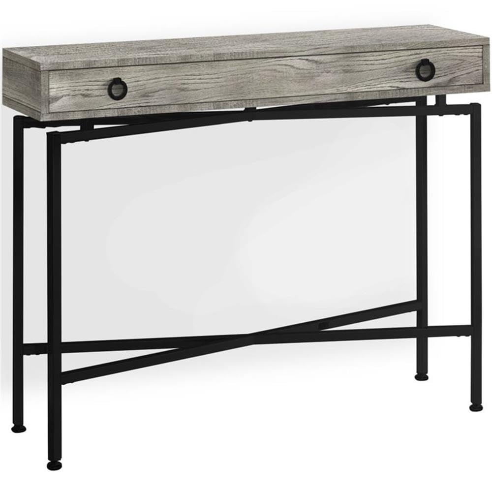 Monarch Specialties Console Sofa Accent Table, 42" L, Grey Reclaimed Wood-Look/Black Base