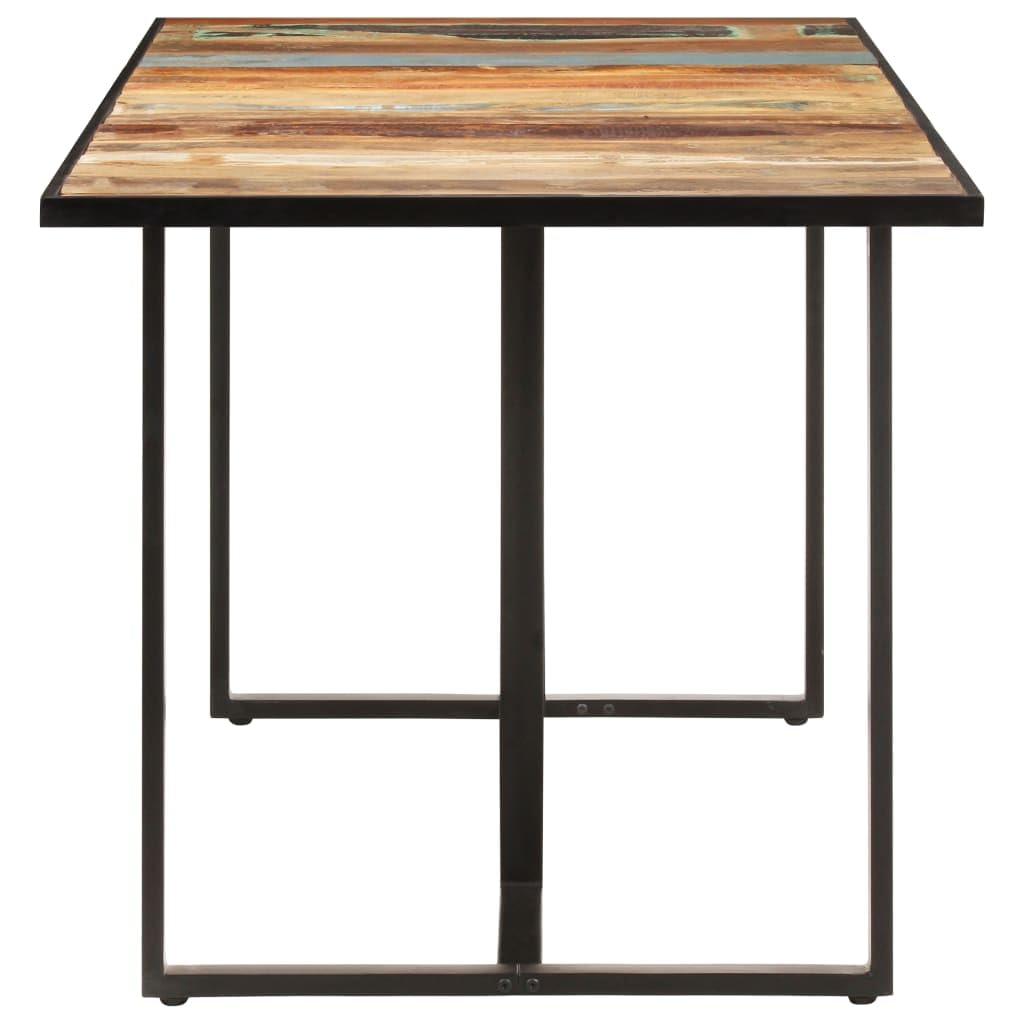 vidaXL Industrial Dining Table- Solid Reclaimed Wood, with Iron Legs, Brown, Rectangular, Assembly Required