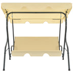 vidaXL Cream White Garden Swing Bench, Powder-Coated Steel Frame, Water-Resistant Polyester Chair, with Large Size Sun-Protecting Canopy, Measures 66.9" x 43.3" x 60.2"