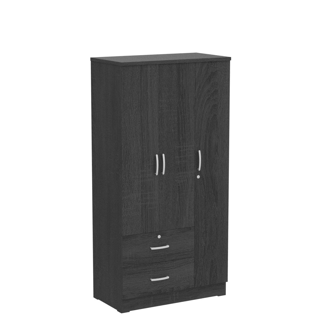 Better Home Products Symphony Wardrobe Armoire Closet with Two Drawers in Gray